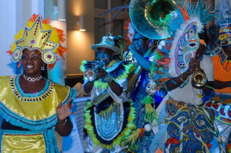 A junkanoo band performing at a YPO couples event in Nassau, Bahamas.